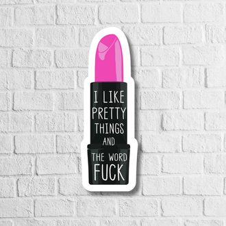 Sticker – Cute with an Edge - aesthetic sticker, cuss, cute humor, funny sticker, giftable humor, lipstick, swear word, vinyl sticker