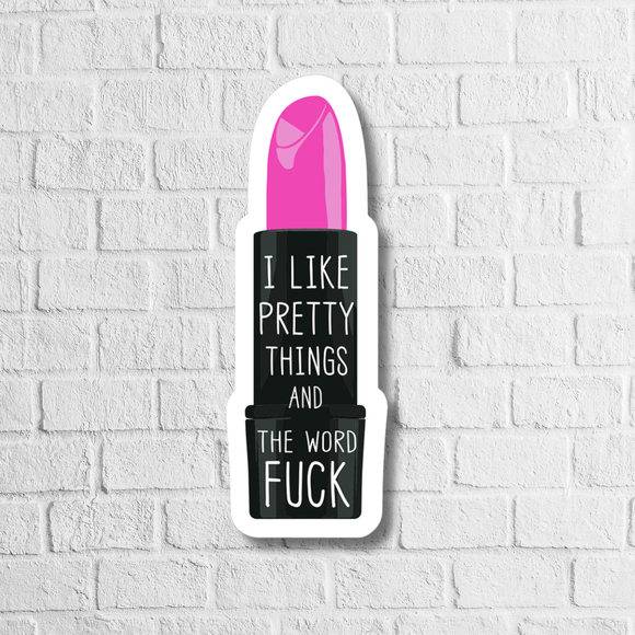 Sticker – Cute with an Edge - aesthetic sticker, cuss, cute humor, funny sticker, giftable humor, lipstick, swear word, vinyl sticker